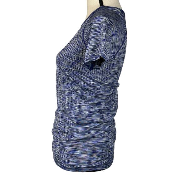 Athleta Medium Space Block Fastest Track Tee Top Ruched Space-Dye Short Sleeves - Picture 6 of 8